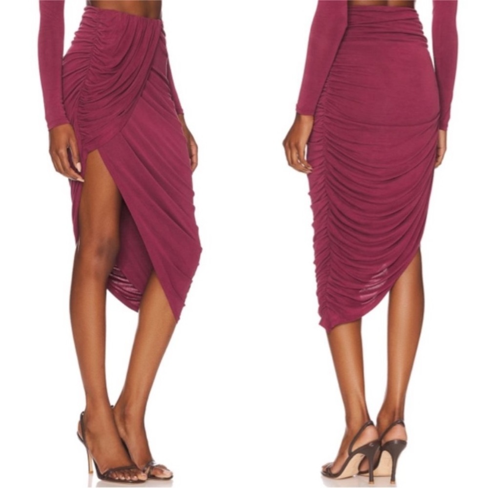 Camila Coelho | NWT Liby Jersey Draped Asymmetrical Midi Skirt in Mauve Size XS